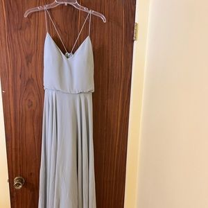 Jenny Yoo Inesse Chiffon Blouson Gown Maxi Dress in  Morning Mist green